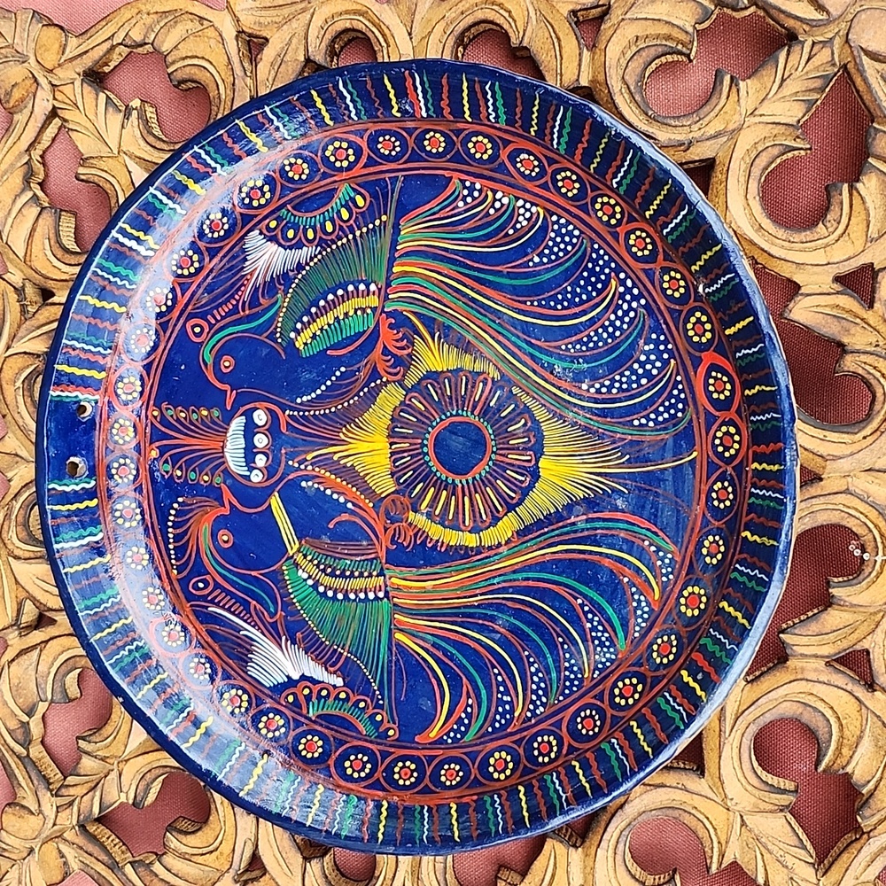 VTG MEXICAN TERRACOTTA HANDPAINTED PLATE